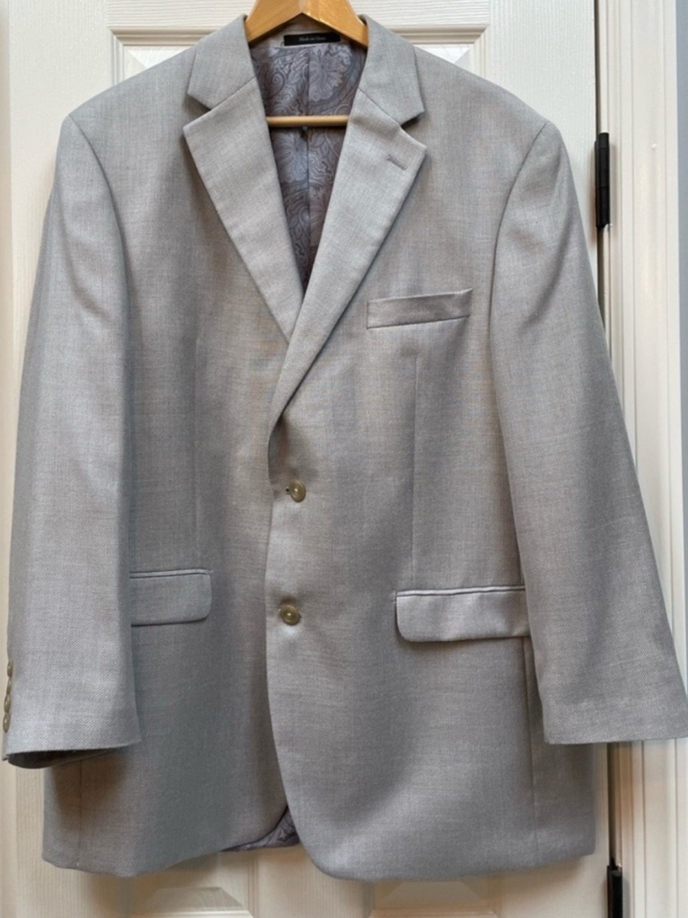 Chaps Gray Linen Blend Blazer Mens 44R Minimalist Oversized Vibe